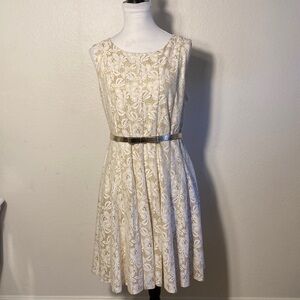 NWT Chetta B Neiman Marcus Gold and Ivory Dress Women's Size 16